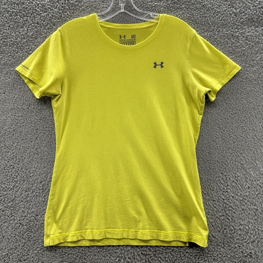 Under Armour Shirt Women's Medium Neon Green HeatGear Semi-Fitted Shirt Size M‎
